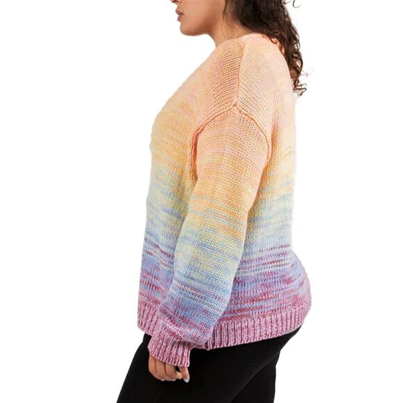 NWT Dex Plus Cozy Knit Rainbow Cardigan Sweater - Picture 2 of 5